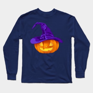 A Short Witchy Pumpkin (Blue) Long Sleeve T-Shirt